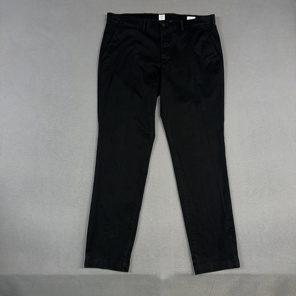 Gap Pants Mens 36x34 (Fits 38x34) Black Slim Straight Essential Khaki Cotton
